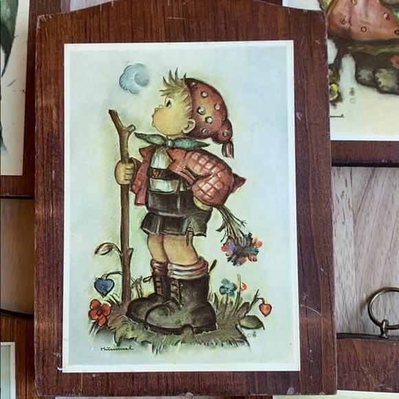Mid century Modern Hummel prints wooden plaques 5 total nursery home decor - Picture 6 of 8